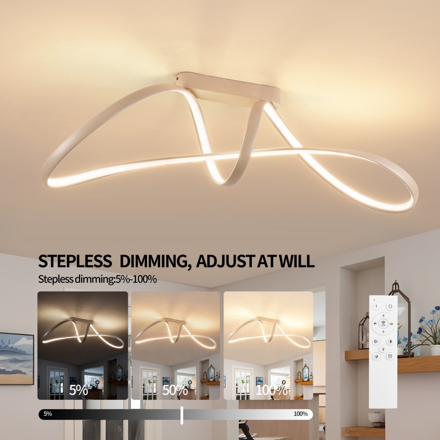 Brilagi - LED himmennettävä pinta-asennettava kattovalaisin TWISTER LED/60W/230V 3000-6000K beige + kaukosäädin