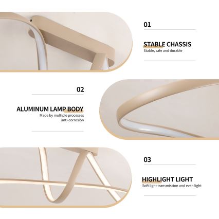 Brilagi - LED himmennettävä pinta-asennettava kattovalaisin TWISTER LED/60W/230V 3000-6000K beige + kaukosäädin