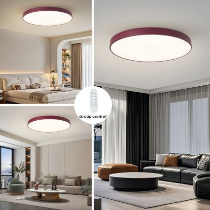 Brilagi - Himennettävä LED-valaisin POOL SMART LED/128W/230V, halkaisija 100 cm, 3000–6000K, Wi-Fi Tuya + kaukosäädin, burgundinpunainen
