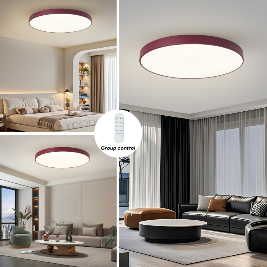 Brilagi - Himennettävä LED-valaisin POOL SMART LED/128W/230V, halkaisija 100 cm, 3000–6000K, Wi-Fi Tuya + kaukosäädin, burgundinpunainen