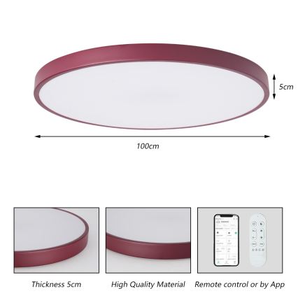 Brilagi - Himennettävä LED-valaisin POOL SMART LED/128W/230V, halkaisija 100 cm, 3000–6000K, Wi-Fi Tuya + kaukosäädin, burgundinpunainen