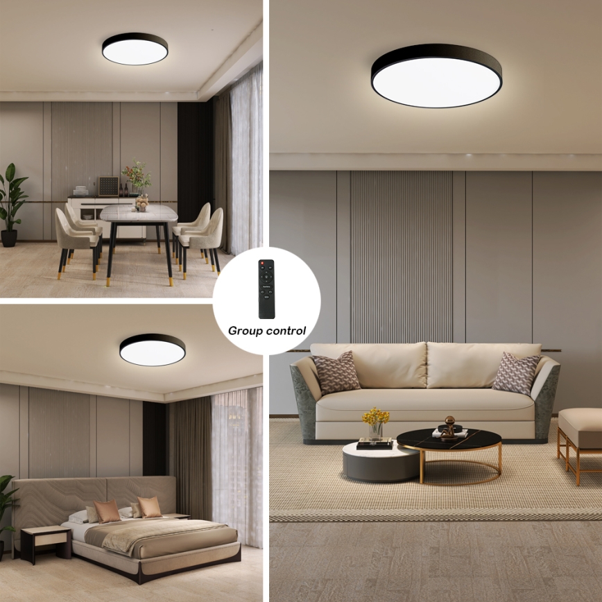 Brilagi - Himennettävä LED-kattovalaisin POOL SMART LED/48W/230V 40 cm 3000-6000K Wi-Fi Tuya + kaukosäädin musta