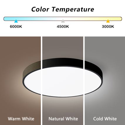 Brilagi - Himennettävä LED-kattovalaisin POOL SMART LED/48W/230V 40 cm 3000-6000K Wi-Fi Tuya + kaukosäädin musta