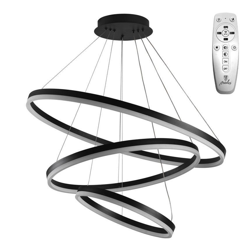 Brilagi - himmennettävä LED-riippuvalaisin vaijerilla CIRCLE LED/125W/230V 3000–6500 K halkaisija 80 cm musta + kaukosäädin