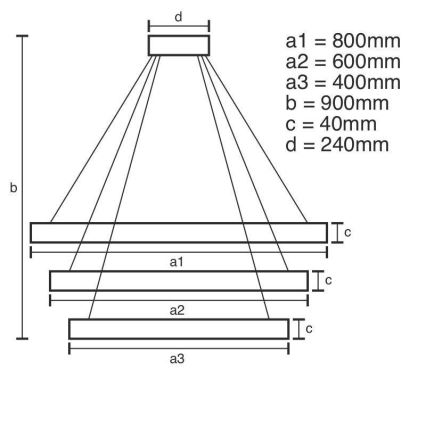 Brilagi - himmennettävä LED-riippuvalaisin vaijerilla CIRCLE LED/125W/230V 3000–6500 K halkaisija 80 cm musta + kaukosäädin