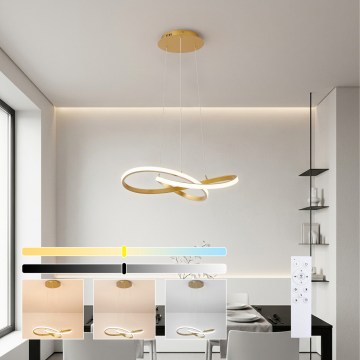 Brilagi - LED-himennettävä riippuvalaisin vaijerilla INFINITY LED/55W/230V 3000-6000K 50x50 cm kultainen + kaukosäädin