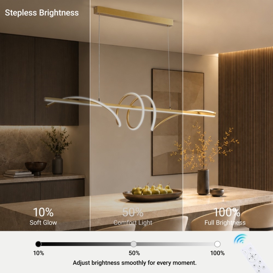 BRILAGI - himmennettävä LED-riippuvalaisin vaijerilla SIGNATURE LED/50W/230V 3000-6000K 120 cm kultainen + kaukosäädin
