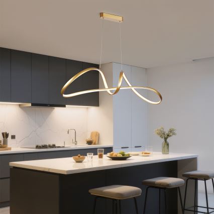 Brilagi - LED-himmennettävä riippuvalaisin vaijerilla TWISTER LED/60W/230V 3000-6000K kultainen + kaukosäädin