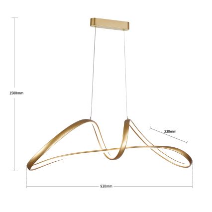 Brilagi - LED-himmennettävä riippuvalaisin vaijerilla TWISTER LED/60W/230V 3000-6000K kultainen + kaukosäädin