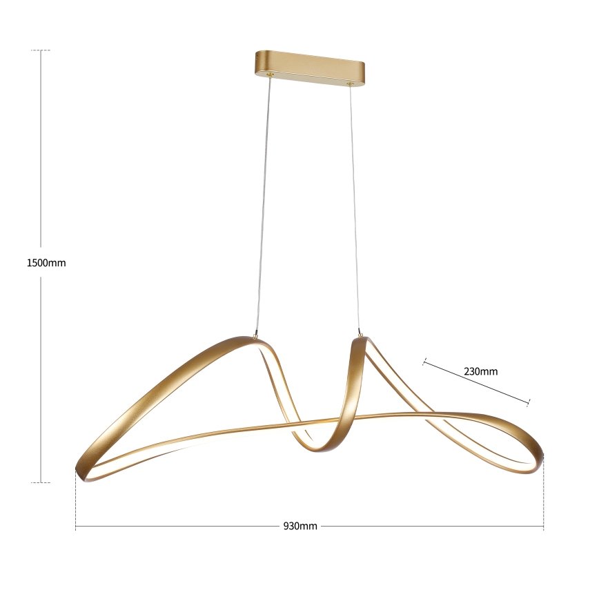 Brilagi - LED-himmennettävä riippuvalaisin vaijerilla TWISTER LED/60W/230V 3000-6000K kultainen + kaukosäädin