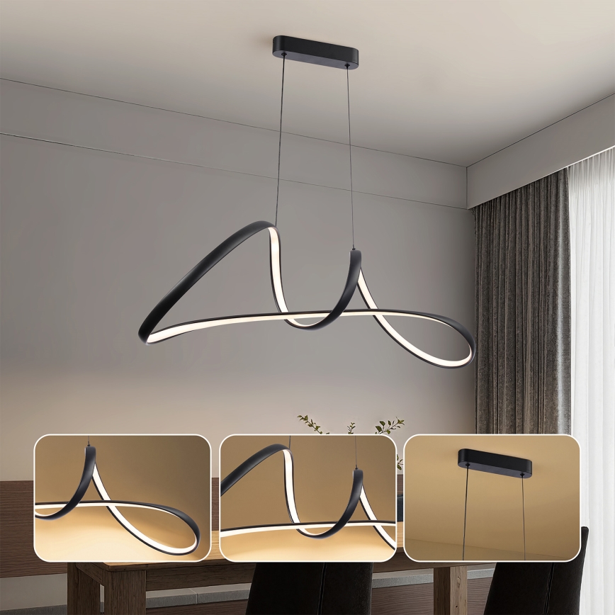 Brilagi - LED Himennettävä riippuvalaisin köydellä TWISTER LED/60W/230V 3000-6000K musta + kaukosäädin