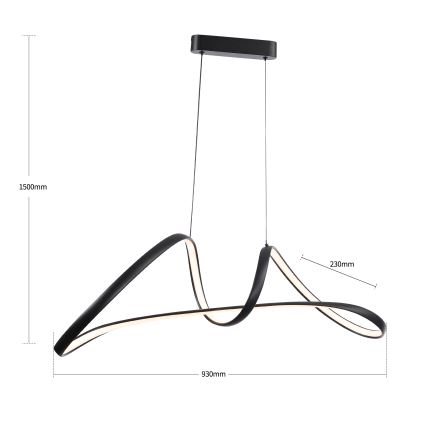 Brilagi - LED Himennettävä riippuvalaisin köydellä TWISTER LED/60W/230V 3000-6000K musta + kaukosäädin