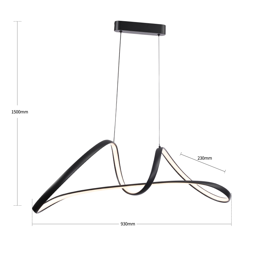 Brilagi - LED Himennettävä riippuvalaisin köydellä TWISTER LED/60W/230V 3000-6000K musta + kaukosäädin