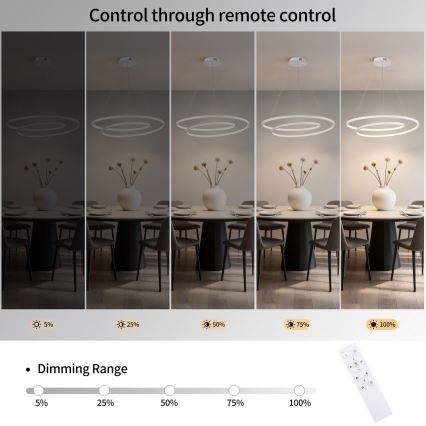 Brilagi - TWISTER himmennettävä LED-riippuvalaisin vaijerilla LED/75W/230V 3000-6000K halkaisija 70 cm valkoinen + kaukosäädin