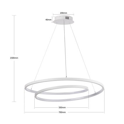 Brilagi - TWISTER himmennettävä LED-riippuvalaisin vaijerilla LED/75W/230V 3000-6000K halkaisija 70 cm valkoinen + kaukosäädin
