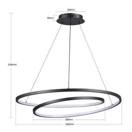 Brilagi - TWISTER LED himmennettävä riippuvalaisin vaijerilla LED/105W/230V 3000–6000K halkaisija 100 cm musta + kaukosäädin