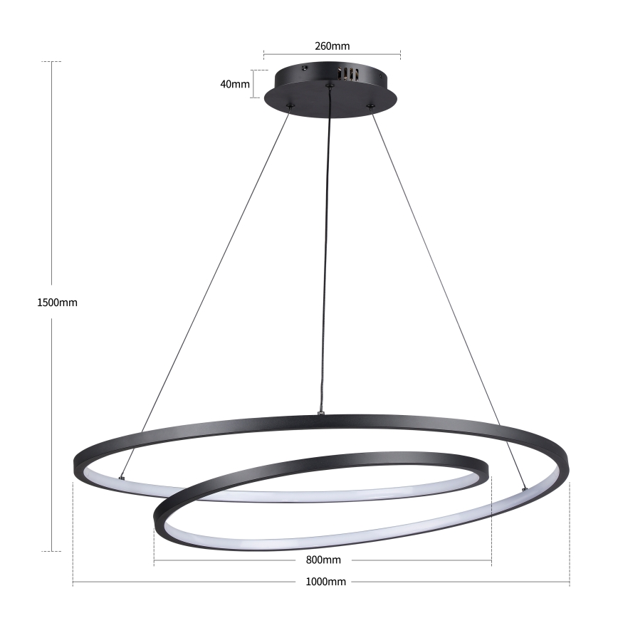 Brilagi - TWISTER LED himmennettävä riippuvalaisin vaijerilla LED/105W/230V 3000–6000K halkaisija 100 cm musta + kaukosäädin