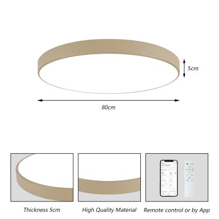 Brilagi - Himmennettävä LED-kattovalaisin POOL SMART LED/100W/230V 3000-6000K 80 cm beige Wi-Fi Tuya + kaukosäädin