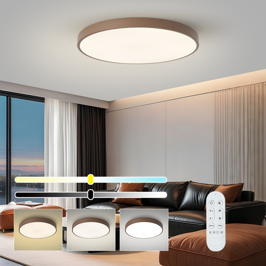 Brilagi - himmennettävä LED-valaisin POOL SMART LED/100W/230V Ø 80 cm Wi‑Fi Tuya + kaukosäädin ruskea