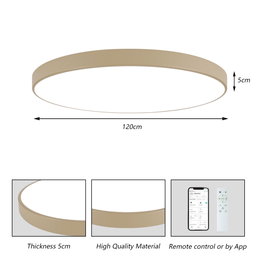 Brilagi - LED-himmennettävä kattovalaisin POOL SMART LED/180W/230V 3000-6000K 120 cm beige Wi-Fi Tuya + kaukosäädin