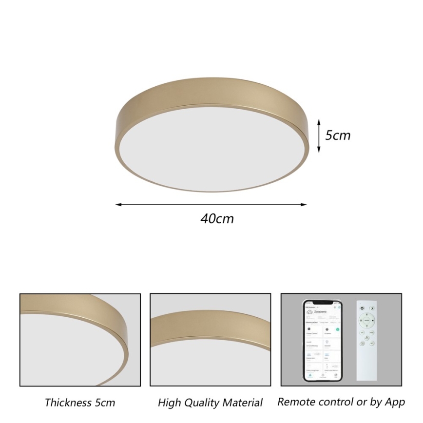 BRILAGI - Himmennettävä LED-kattovalaisin POOL SMART LED/48W/230V 3000-6000K halkaisija 40 cm Wi-Fi Tuya kultainen + kaukosäädin