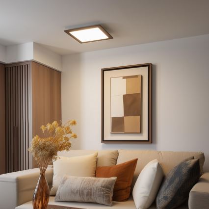 Brilagi - LED-himmennettävä kattovalaisin SLIMFRAME WOOD LED/36W/230V 49,5x49,5 cm 3000-6000K ruskea + kaukosäädin