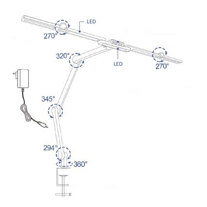 Brilagi - LED Himmennettävä joustava pöytävalaisin VARIO LED/24W/230V 3000-6500K CRI 92 musta