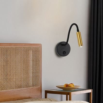 Brilagi - LED Himmennettävä joustava seinä amppu MAYA 1xG9/4W/230V musta/kulta 2700-6500K Wi-Fi Tuya