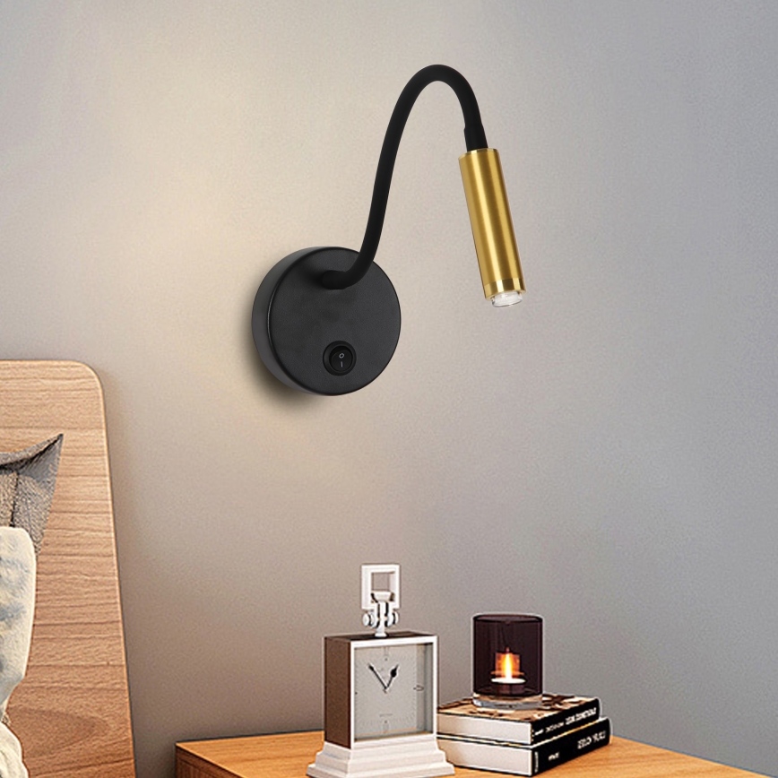 Brilagi - LED Himmennettävä joustava seinä amppu MAYA 1xG9/4W/230V musta/kulta 2700-6500K Wi-Fi Tuya