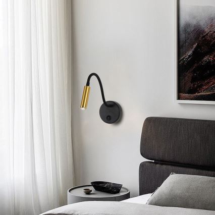 Brilagi - LED Himmennettävä joustava seinä amppu MAYA 1xG9/4W/230V musta/kulta 2700-6500K Wi-Fi Tuya