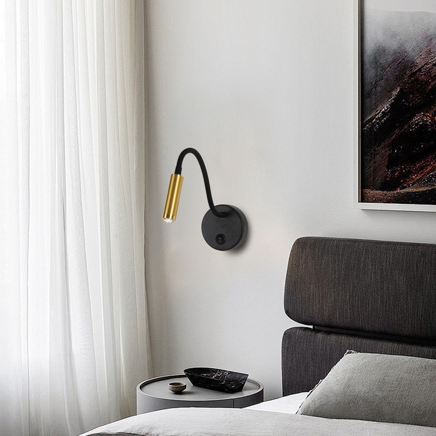 Brilagi - LED Himmennettävä joustava seinä amppu MAYA 1xG9/4W/230V musta/kulta 2700-6500K Wi-Fi Tuya