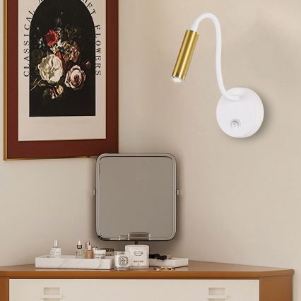 Brilagi - LED Himmennettävä joustava seinälamppu MAYA 1xG9/4W/230V valkoinen/kulta 2700-6500K Wi-Fi Tuya