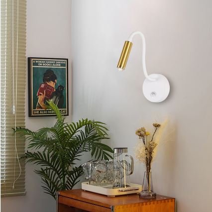 Brilagi - LED Himmennettävä joustava seinälamppu MAYA 1xG9/4W/230V valkoinen/kulta 2700-6500K Wi-Fi Tuya