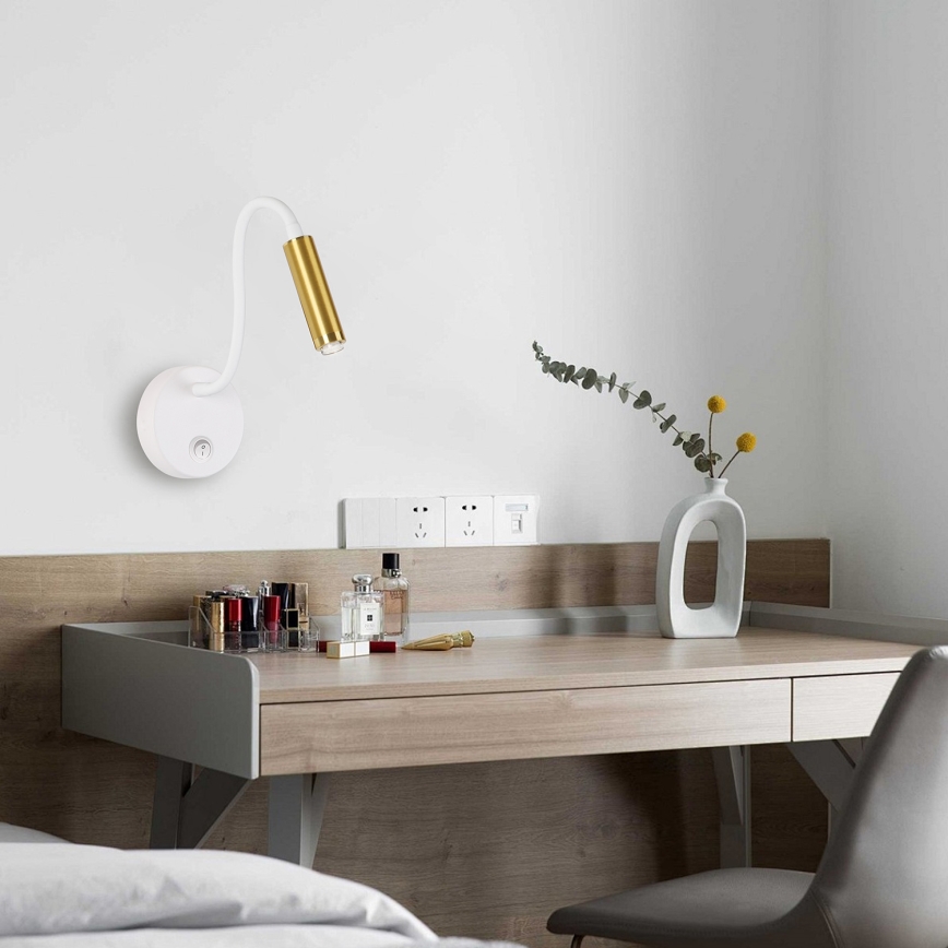 Brilagi - LED Himmennettävä joustava seinälamppu MAYA 1xG9/4W/230V valkoinen/kulta 2700-6500K Wi-Fi Tuya