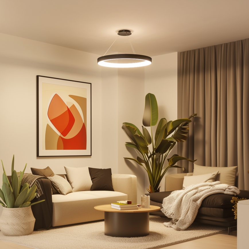 Brilagi - LED-himennettävä vaijerikiinnitteinen riippuvalaisin FALCON II LED/108W/230V 3000-6500K halkaisija 80 cm musta + kaukosäädin