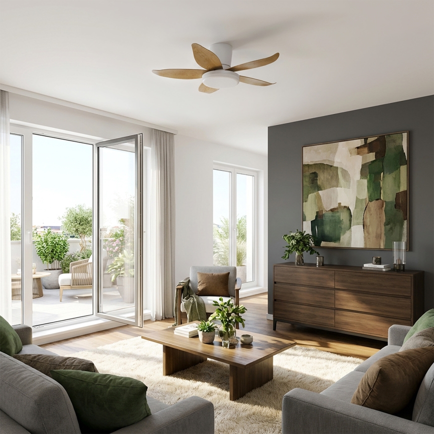 Brilagi - himmennettävä LED-kattotuuletin LED/32W/230V 95 cm valkoinen/ruskea + kaukosäädin