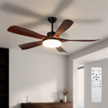 Brilagi - LED himmennettävä kattotuuletin LED/34W/230V 132 cm musta/ruskea + kaukosäädin