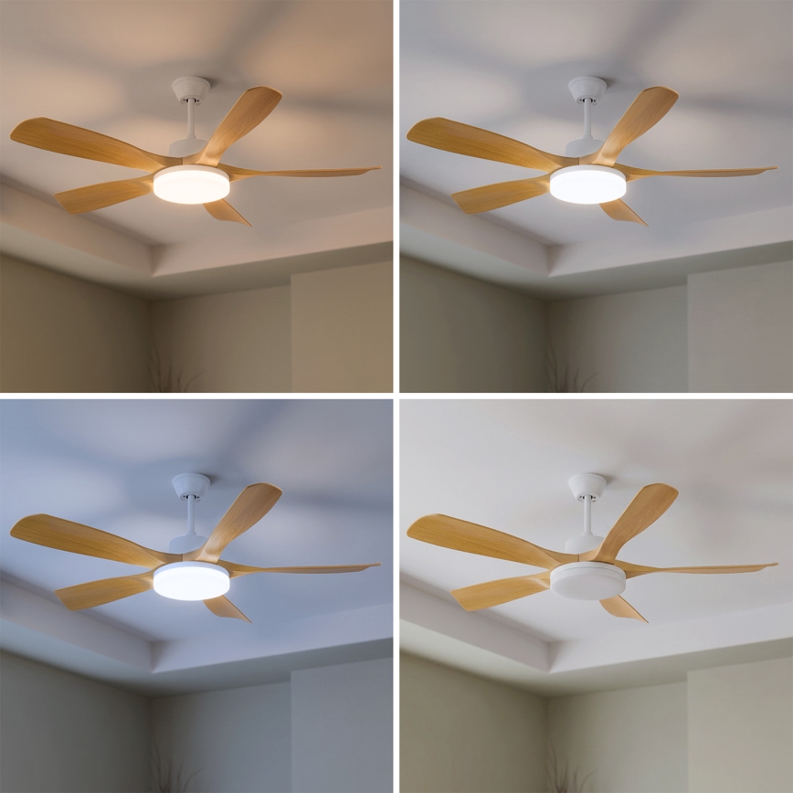 Brilagi - Himmennettävä LED-kattotuuletin LED/34W/230V 3000–6500K halkaisija 132 cm valkoinen/ruskea + kaukosäädin
