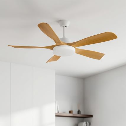 Brilagi - Himmennettävä LED-kattotuuletin LED/34W/230V 3000–6500K halkaisija 132 cm valkoinen/ruskea + kaukosäädin
