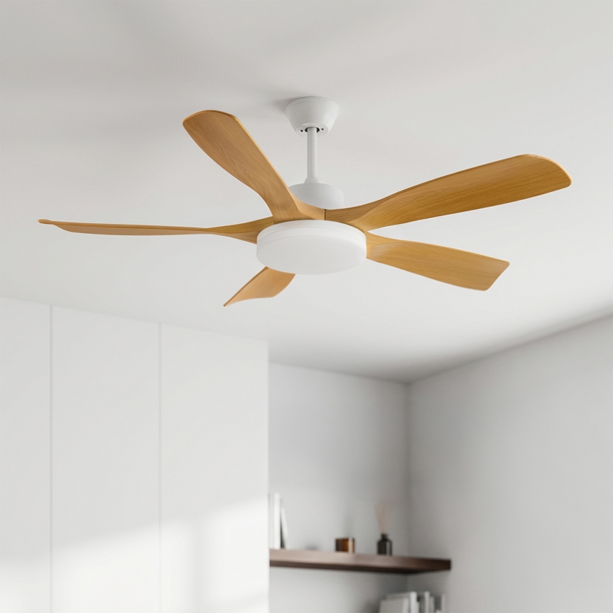 Brilagi - Himmennettävä LED-kattotuuletin LED/34W/230V 3000–6500K halkaisija 132 cm valkoinen/ruskea + kaukosäädin