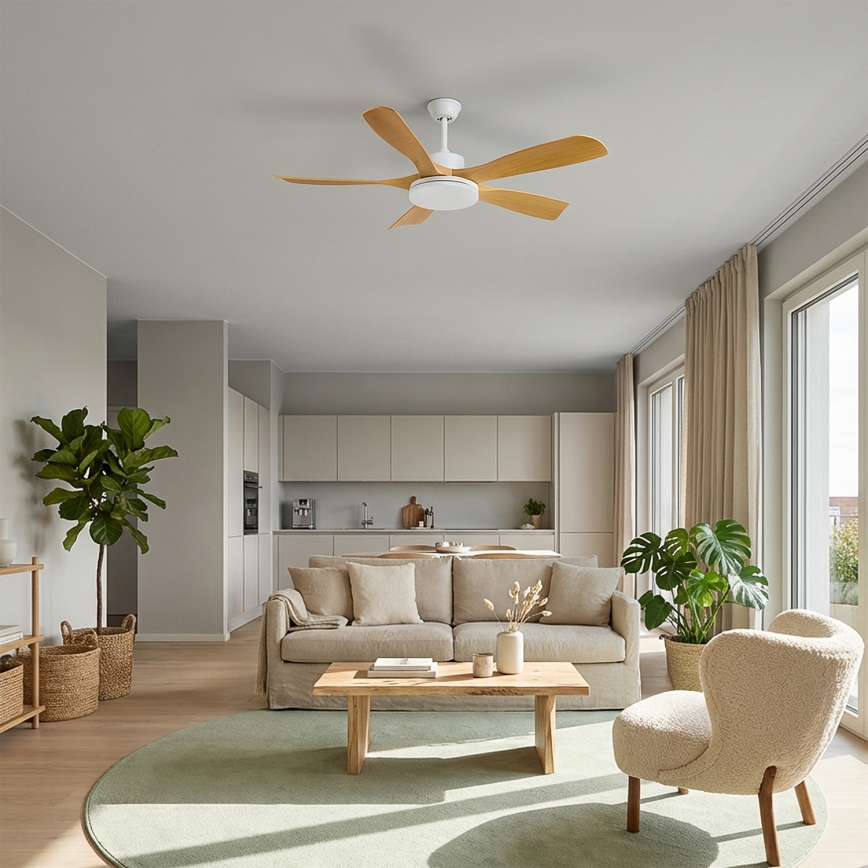 Brilagi - Himmennettävä LED-kattotuuletin LED/34W/230V 3000–6500K halkaisija 132 cm valkoinen/ruskea + kaukosäädin