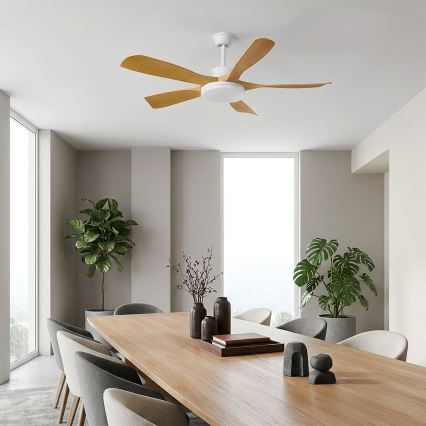 Brilagi - Himmennettävä LED-kattotuuletin LED/34W/230V 3000–6500K halkaisija 132 cm valkoinen/ruskea + kaukosäädin