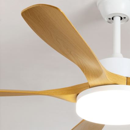 Brilagi - Himmennettävä LED-kattotuuletin LED/34W/230V 3000–6500K halkaisija 132 cm valkoinen/ruskea + kaukosäädin