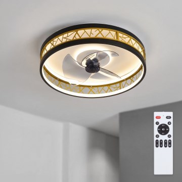 Brilagi - LED-himmennettävä kattotuuletin LED/34W/230V 50 cm musta/kulta + kaukosäädin