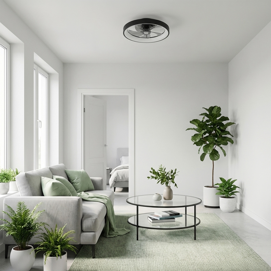 Brilagi - himmennettävä LED-kattotuuletin LED/34W/230V halkaisija 50 cm musta + kaukosäädin