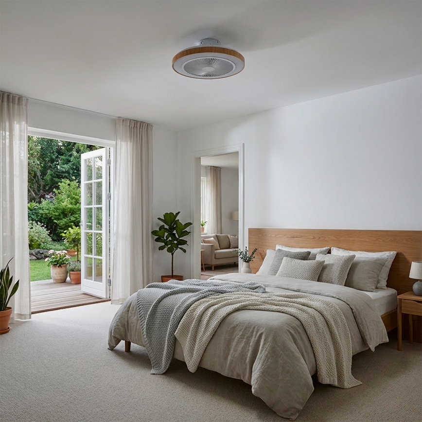 Brilagi - LED himmennettävä kattotuuletin LED/38W/230V 50 cm valkoinen/ruskea + kaukosäädin