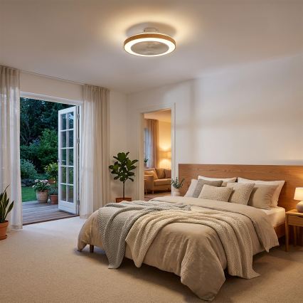 Brilagi - LED himmennettävä kattotuuletin LED/38W/230V 50 cm valkoinen/ruskea + kaukosäädin