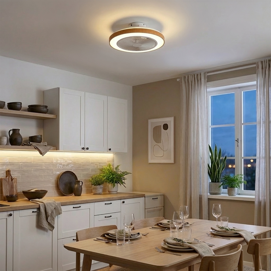 Brilagi - LED himmennettävä kattotuuletin LED/38W/230V 50 cm valkoinen/ruskea + kaukosäädin