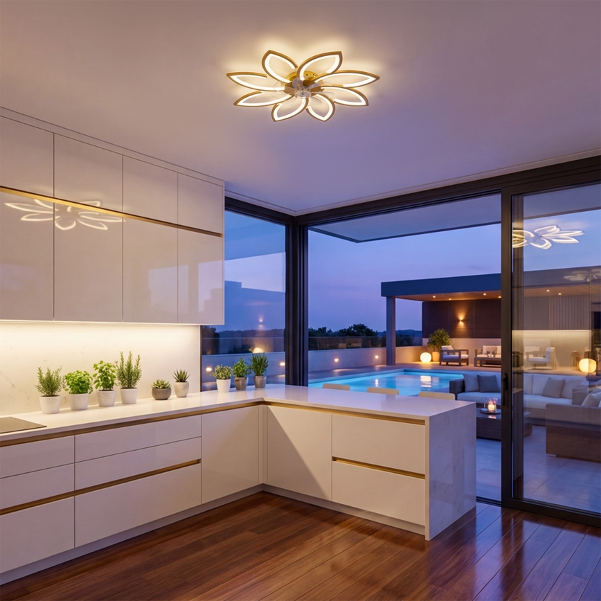 Brilagi - himmennettävä LED-kattotuuletin LED/43W/230V 3000-6500K Ø 90 cm kultainen + kaukosäädin