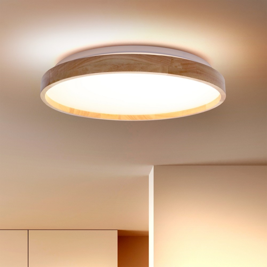 Brilagi - ALSON LED himmennettävä kattovalaisin, 48 W, 230 V, 3000–6500 K, tammi, halkaisija 39,5 cm + kaukosäädin